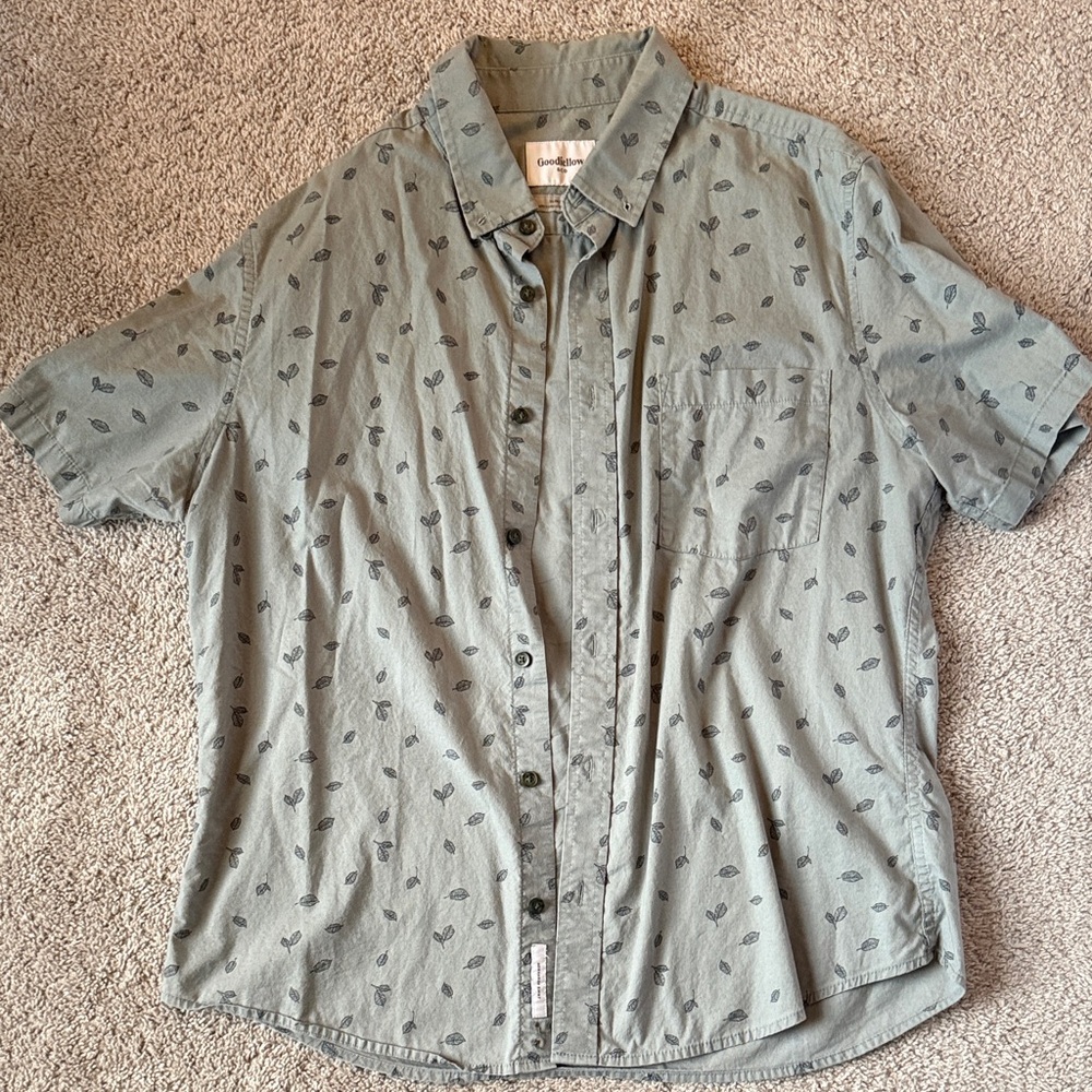 Goodfellow & Co Olive Leaf Print Shirt